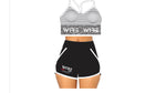 Wire Flex Floral & Stripes Set -Women Gym Shorts Set