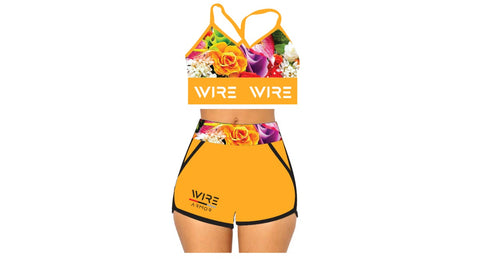 Wire Flex Floral & Stripes Set -Women Gym Shorts Set